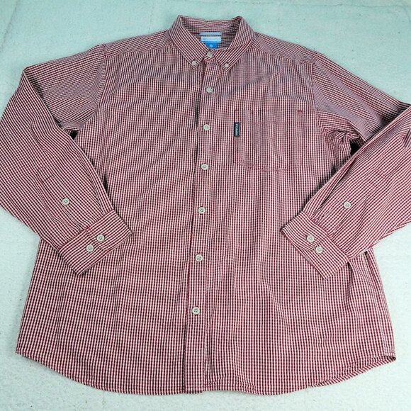 Columbia Button Up L/S Red Shirt Size Large - Picture 1 of 6